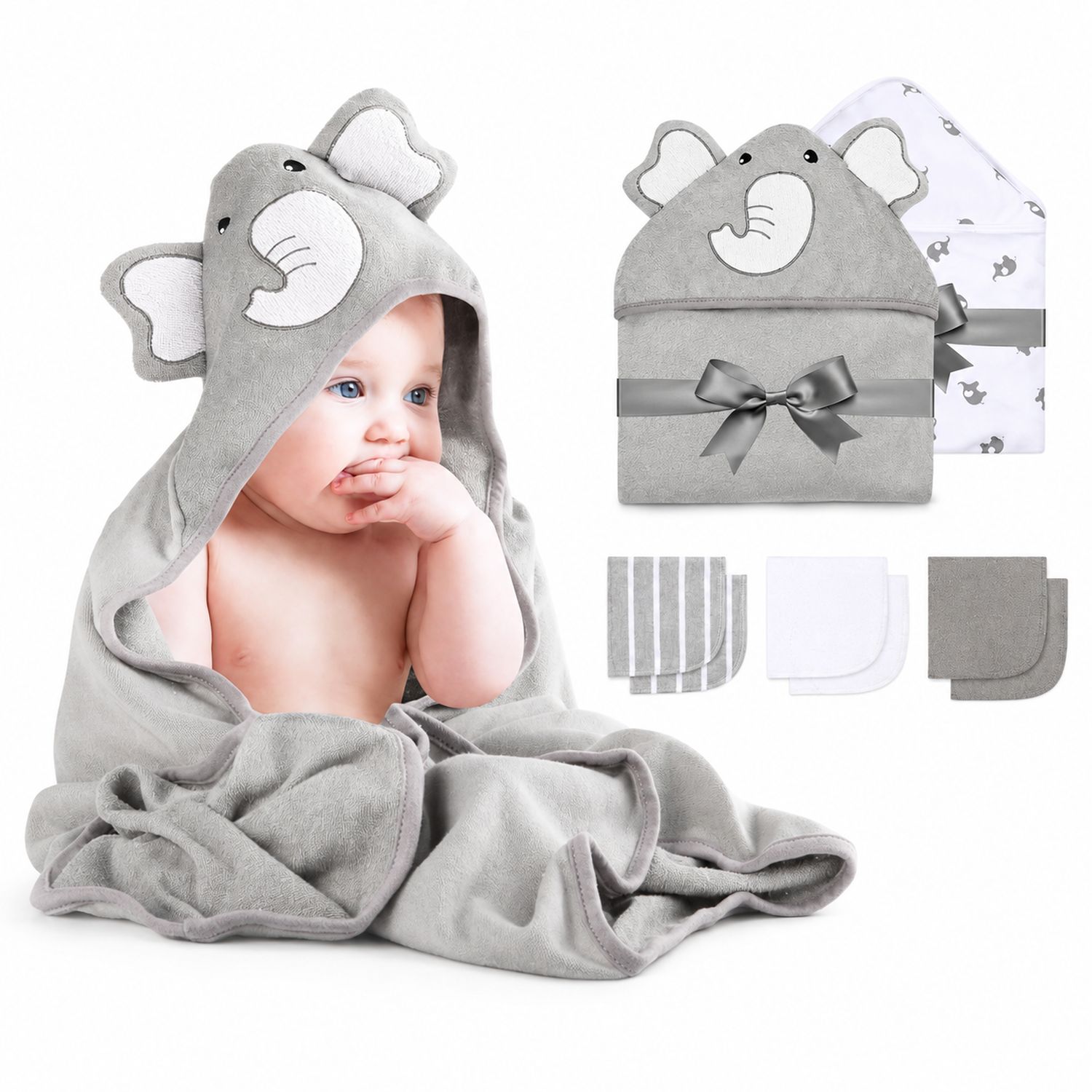 Momcozy WC014 Ręcznik dla niemowlaka Motyw Słonika WC014-U200NB-A
