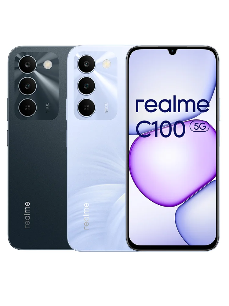 Smartfon realme C100 5G, ekran 6,8'' 144Hz, duża bateria 6600mAh, ładowanie 45W, wodoodporność i pyłoszczelność IP64, Dual SIM, Android 16, telefon w przystępnej cenie. 4GB+256GB Blooming Purple