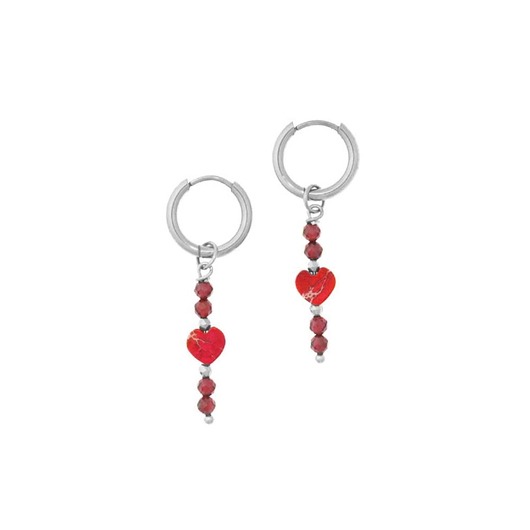 Kolczyki koła Love z kamieni naturalnych - Srebrna stal szlachetna-12mm - Sre
