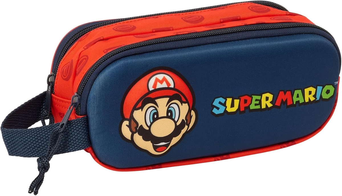 Piórnik 3D Super Mario dla dzieci 21x6x8 cm granatowo-czerwony