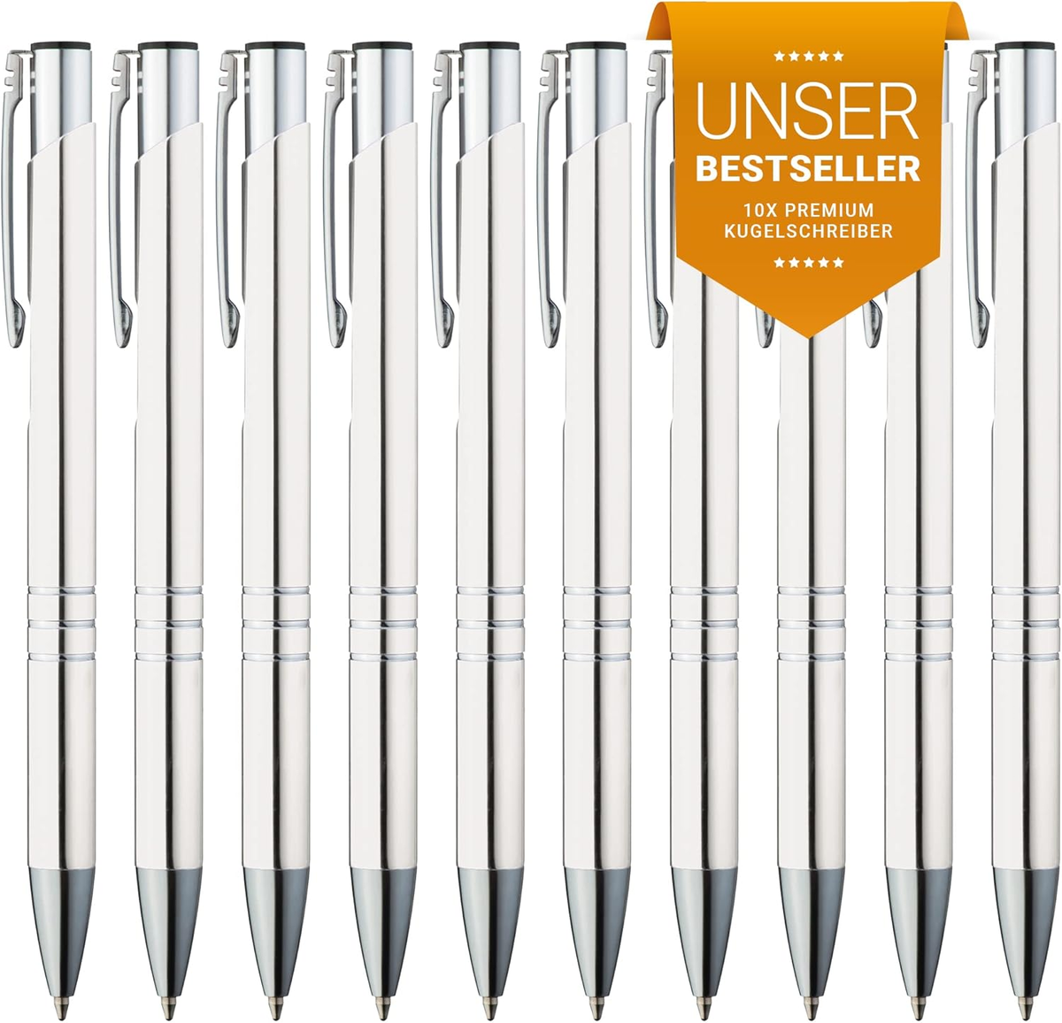 Długopisy metalowe 10 sztuk niebieski tusz 0,5 mm ergonomiczne