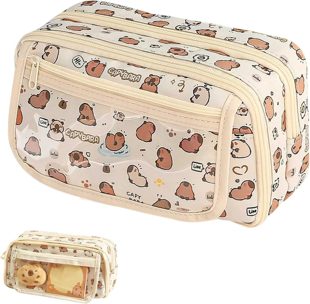 Piórnik z przegródkami Capybara 22x13x7 cm dla dziewczynek i chłopców