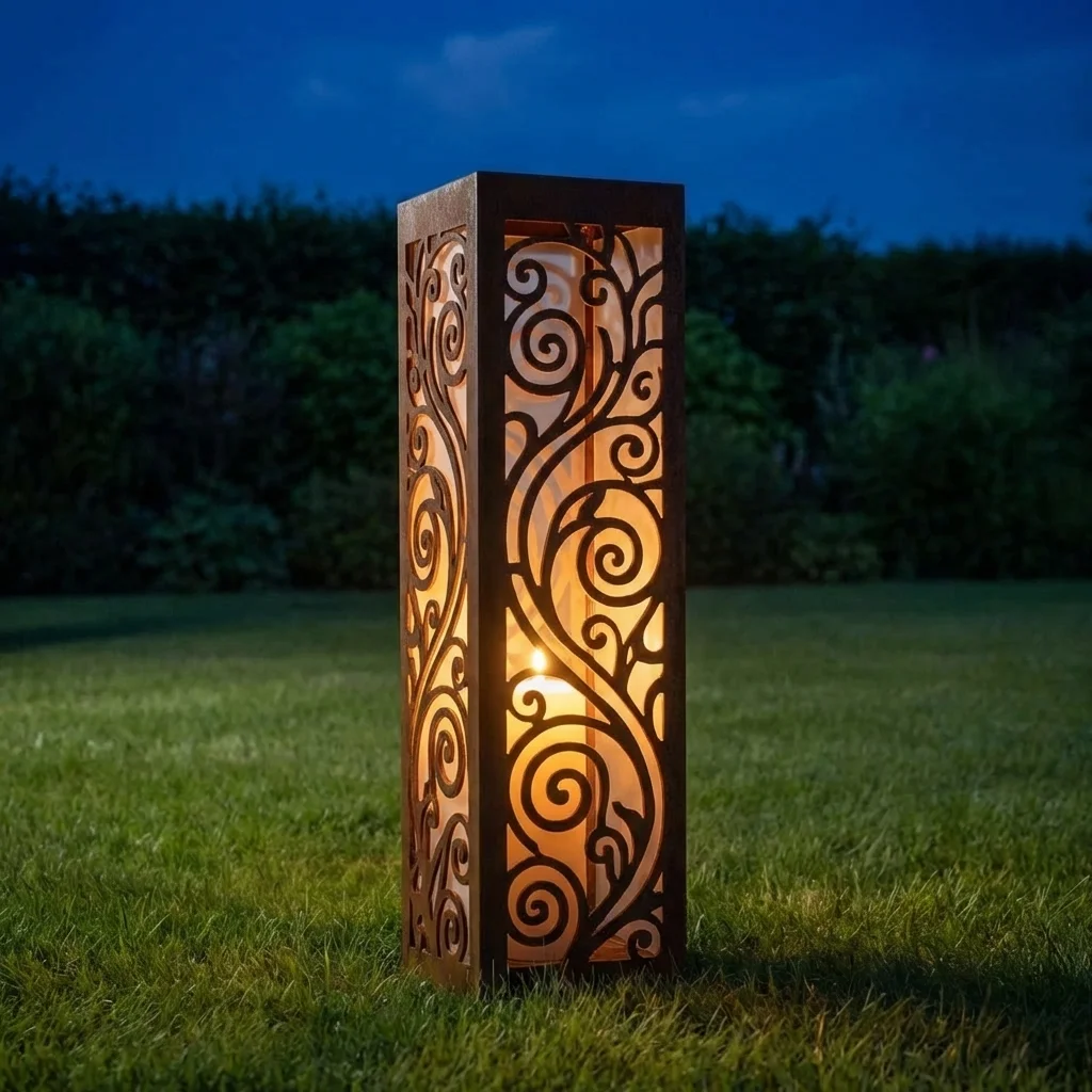 Królewski Ornament – Metalowy Lampion Ogrodowy