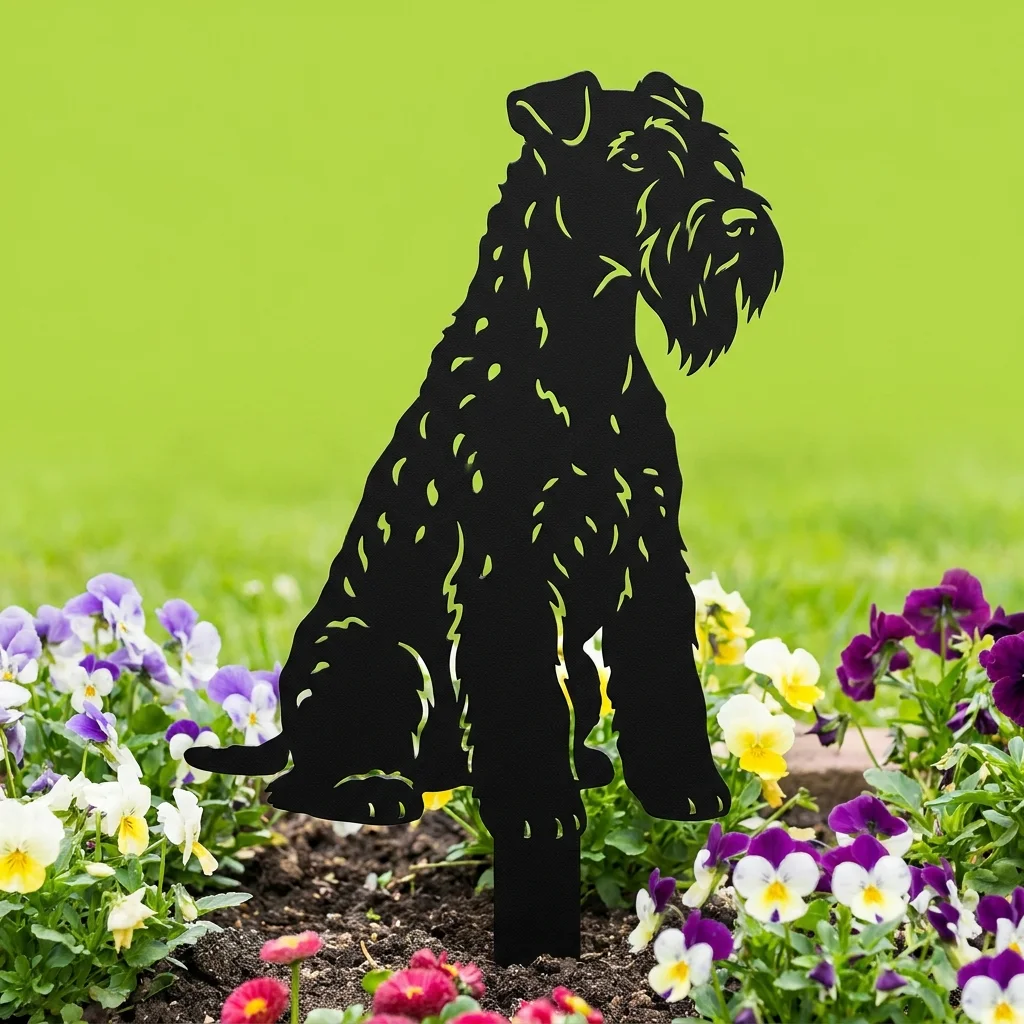Kerry Blue Terrier v4 – Dekoracja Ogrodowa Metalowa