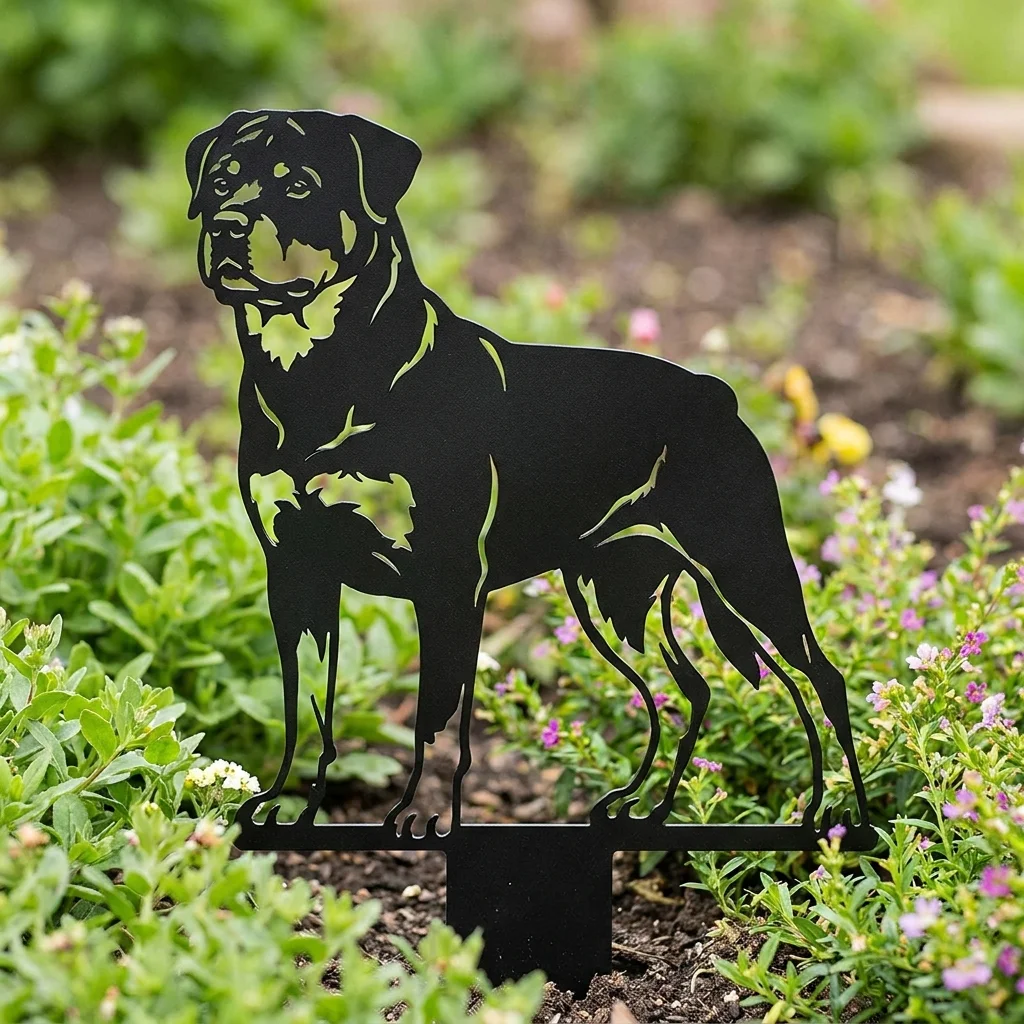 Rottweiler – metalowa dekoracja ogrodowa