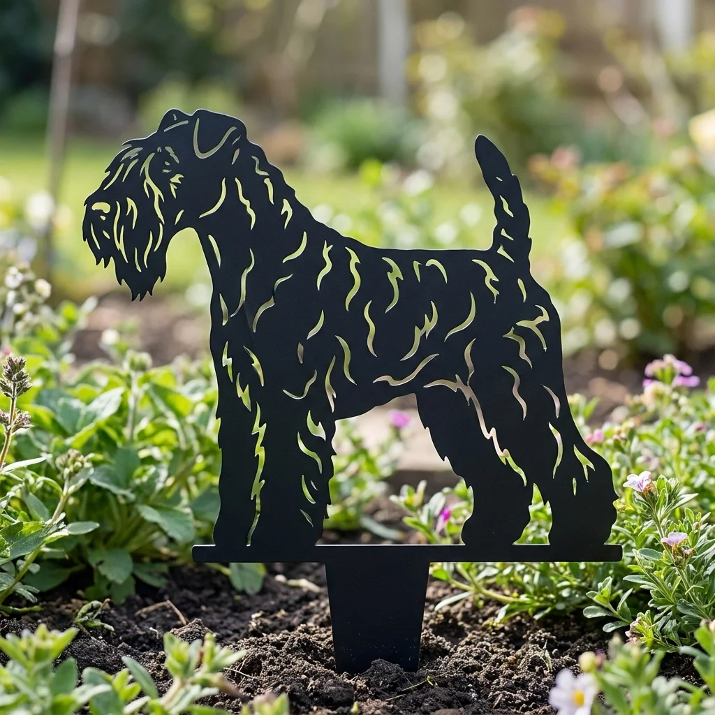 Kerry Blue Terrier v2 – Dekoracja Ogrodowa Metalowa