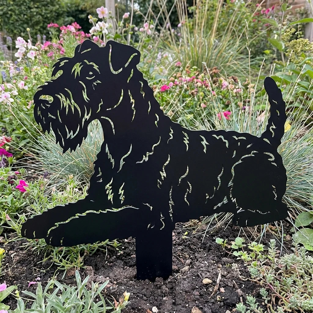 Kerry Blue Terrier – Dekoracja Ogrodowa Metalowa