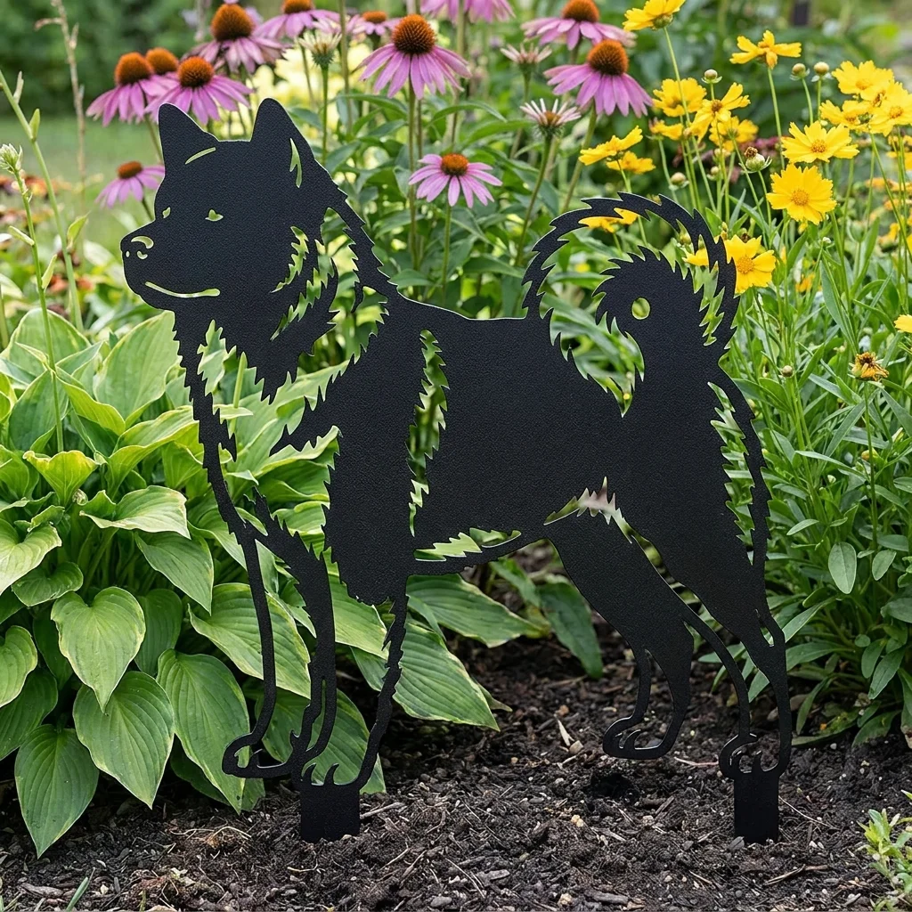 Akita Inu v3 – metalowa dekoracja ogrodowa