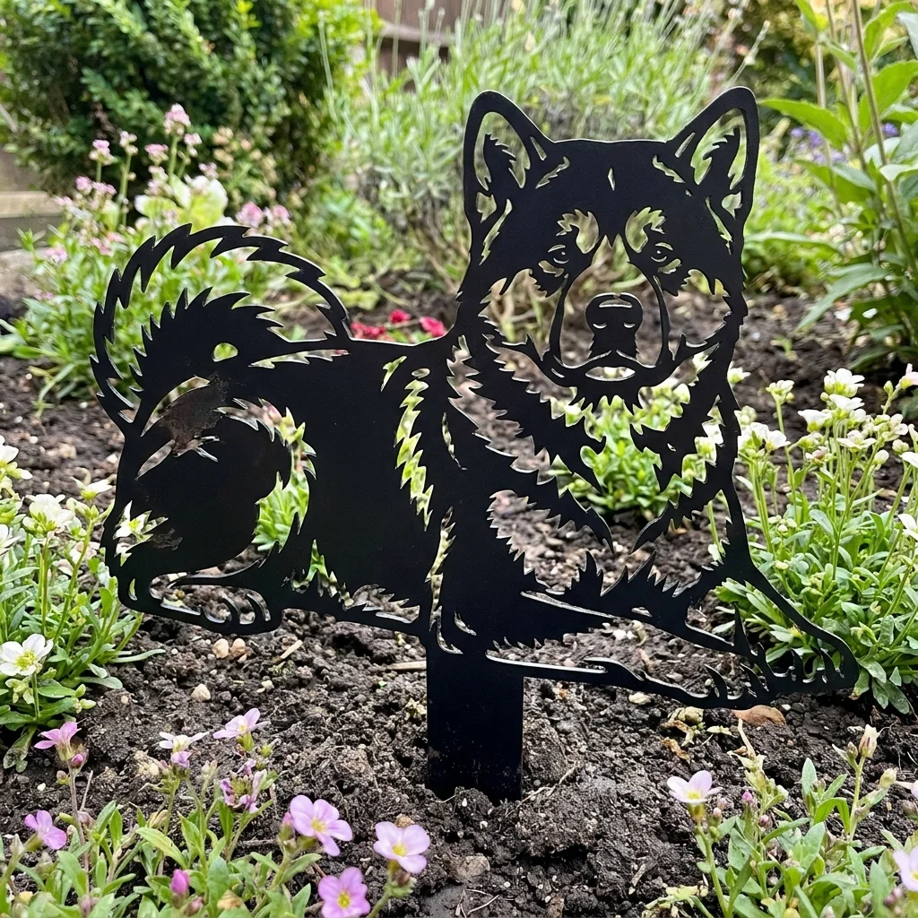 Akita Inu v2 – metalowa dekoracja ogrodowa