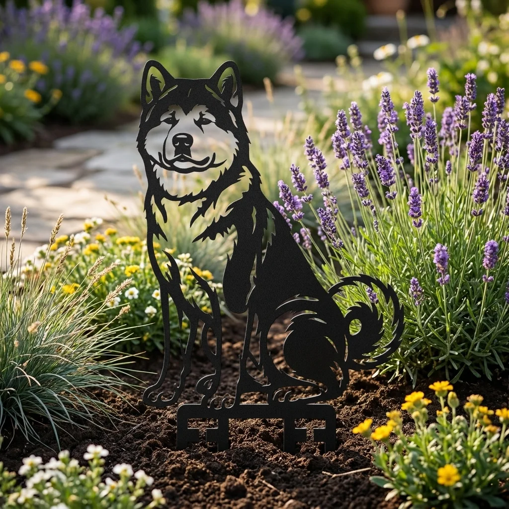 Akita Inu metalowa dekoracja ogrodowa