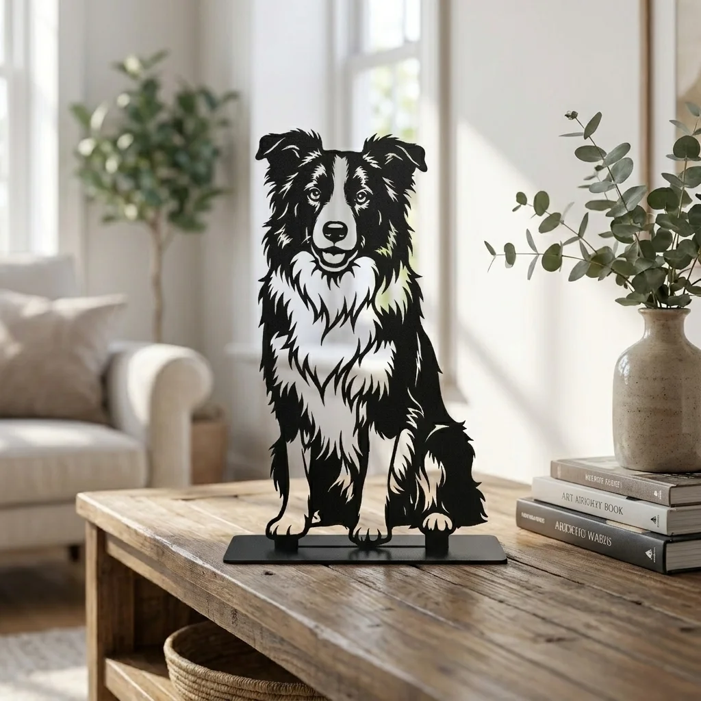 Border Collie - metalowa dekoracja wolnostojąca, model 4