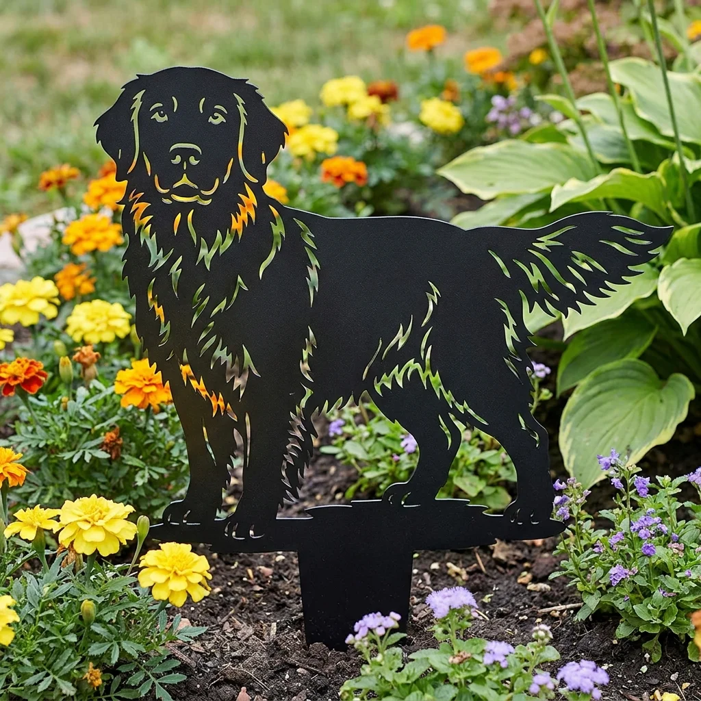 Golden Retriever – metalowa dekoracja ogrodowa