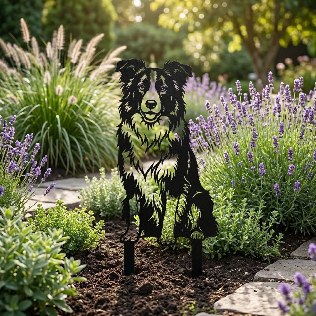 Border Collie – metalowa dekoracja ogrodowa