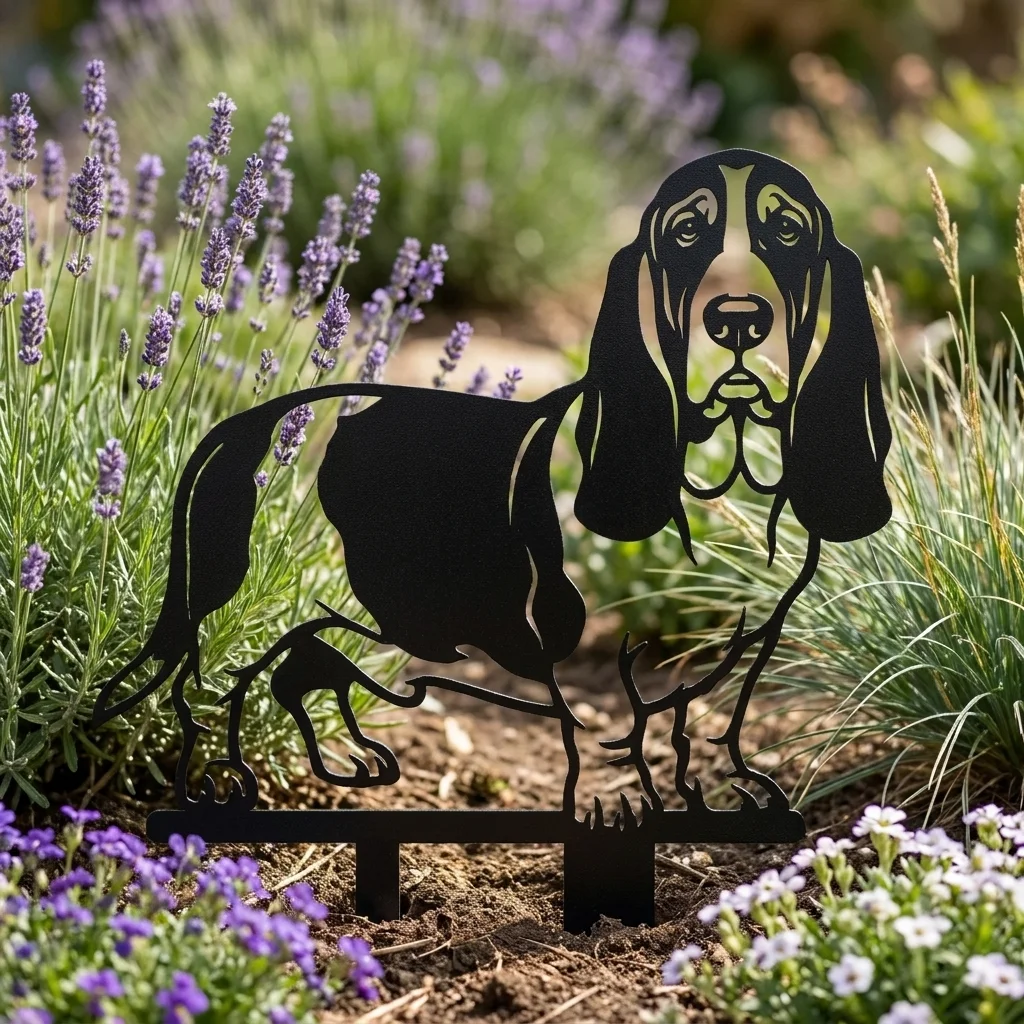 Basset Hound v3 – Dekoracja Ogrodowa Metalowa