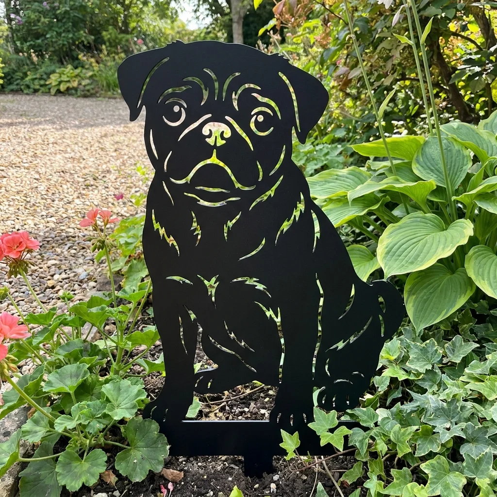 Mops – metalowa dekoracja ogrodowa