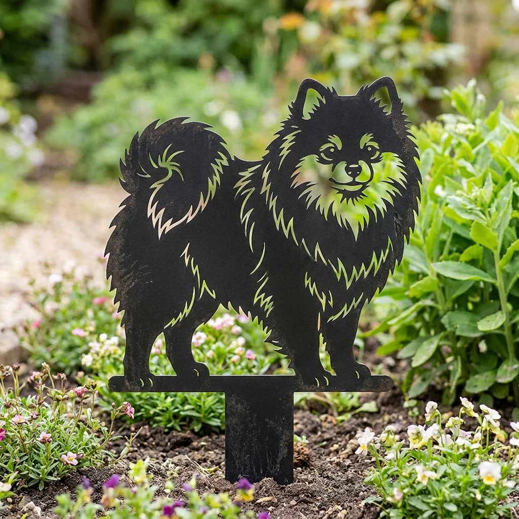 Pomeranian v2 – metalowa dekoracja ogrodowa