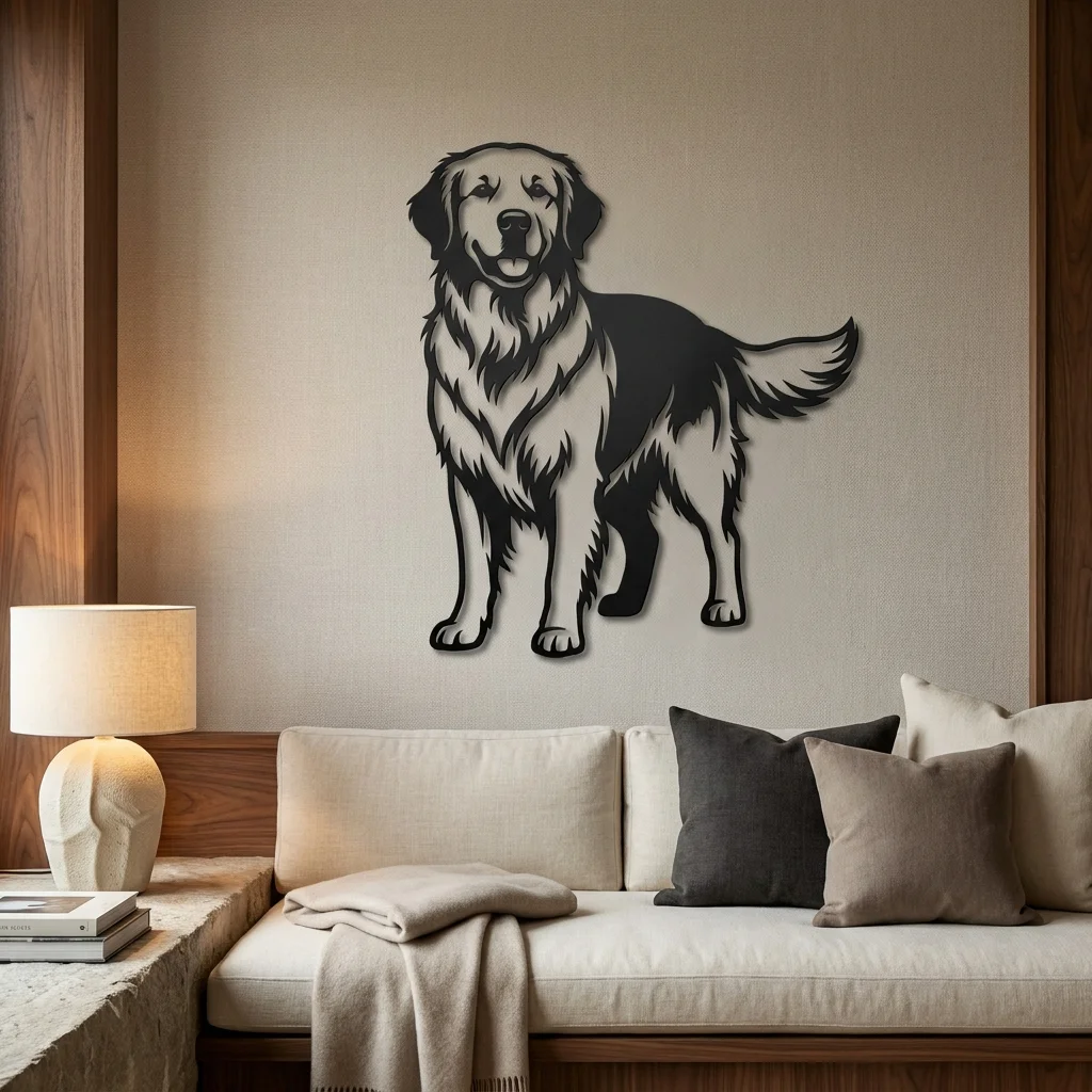 Golden Retriever - metalowa dekoracja ścienna model 2