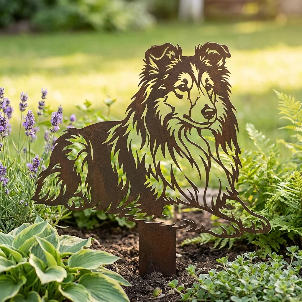 Owczarek szetlandzki Sheltie v4 – Dekoracja Ogrodowa Metalowa