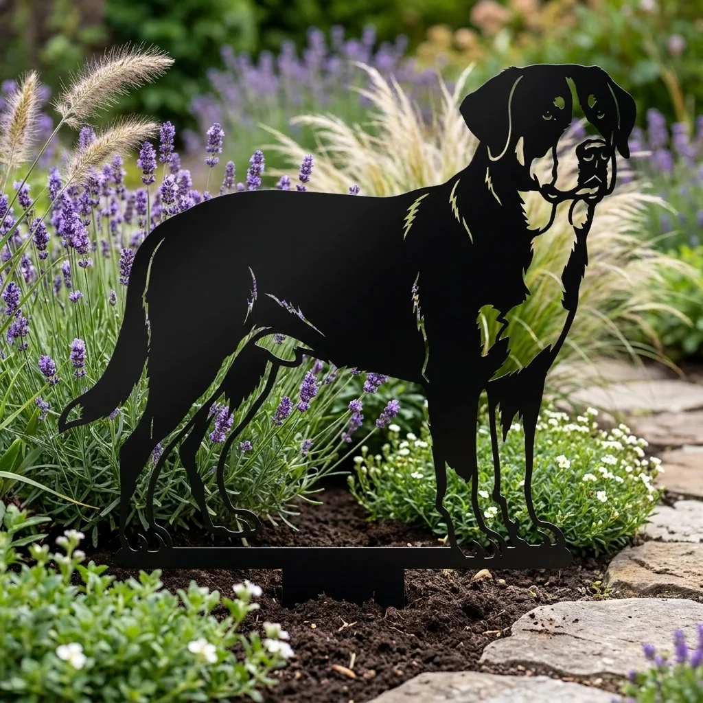 Greater Swiss Mountain Dog v4 – metalowa dekoracja ogrodowa