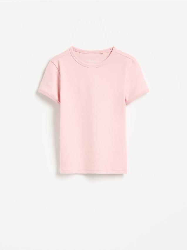 Reserved - T-shirt z dodatkiem modalu - brudny róż