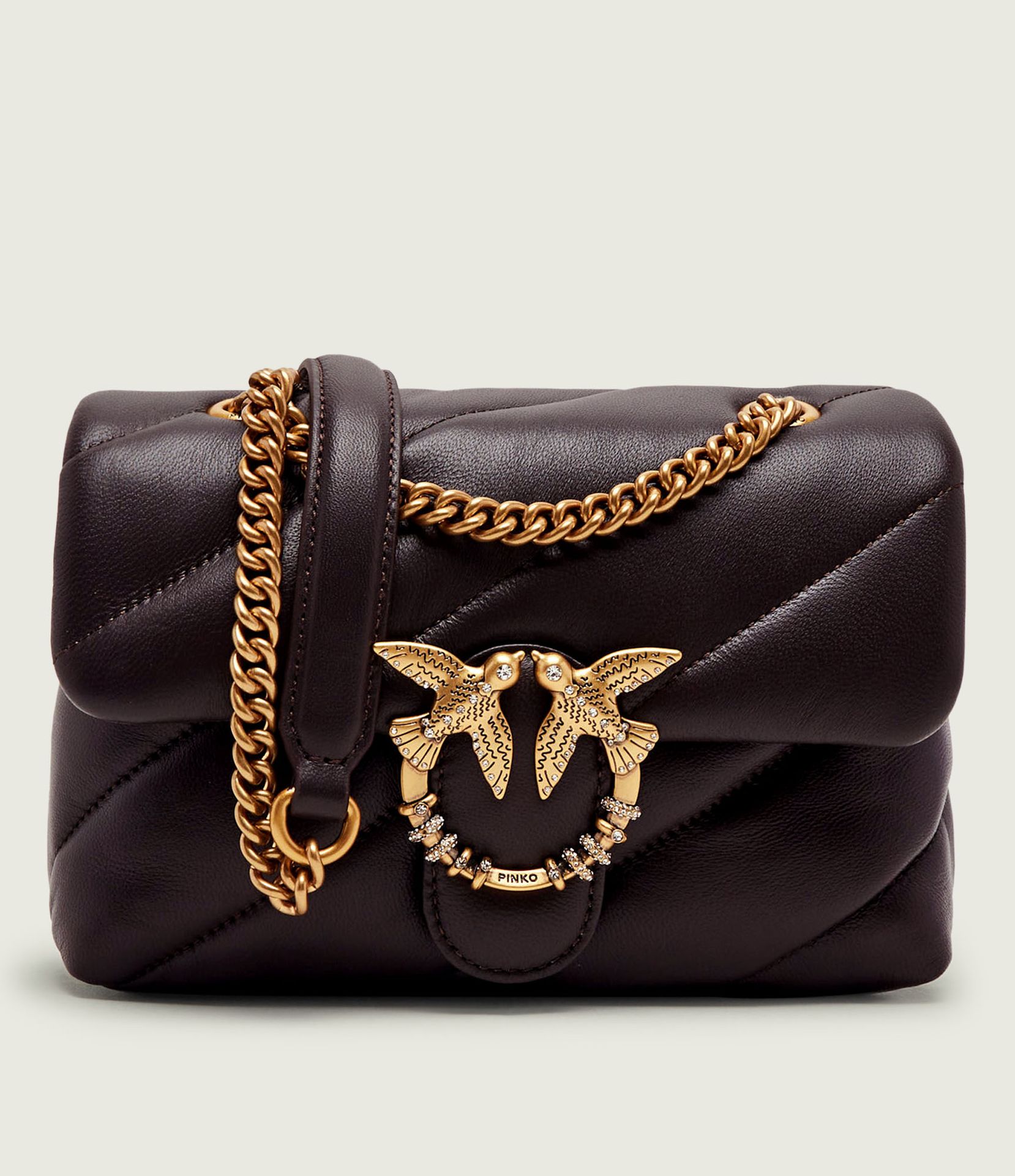 Pinko Skórzana torebka na ramię Puff Mini New Buckle