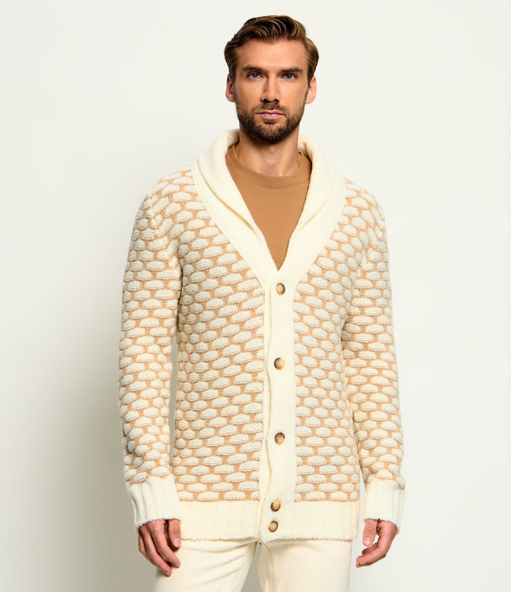Gran Sasso Wełniany kardigan Slim Fit