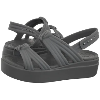 Sandały Brooklyn Knot Low Wedge Carbon 212864-0YK (CR423-c) Crocs