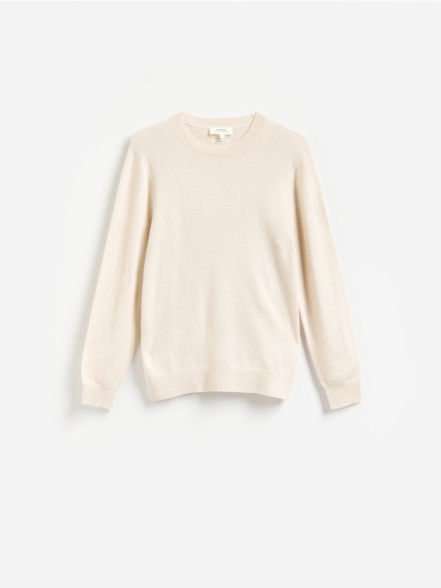 Reserved - Sweter z wełną merino i kaszmirem - beżowy