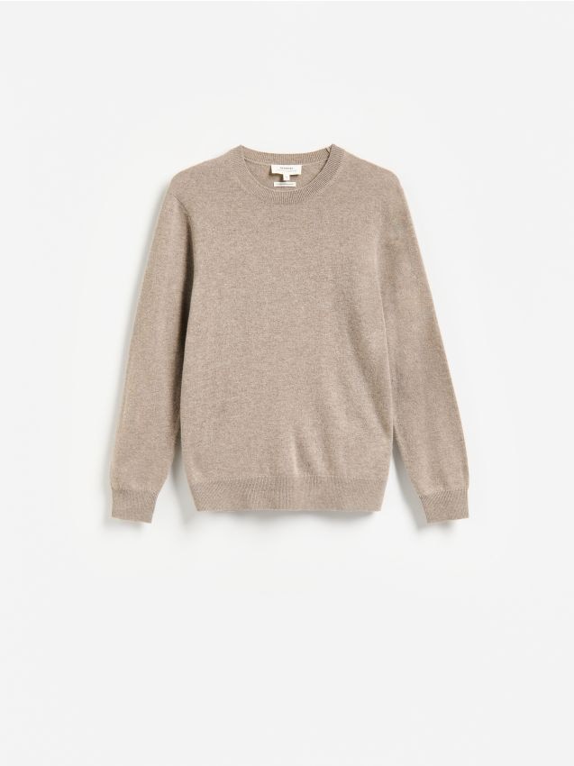 Reserved - Sweter z wełną merino i kaszmirem - beżowy