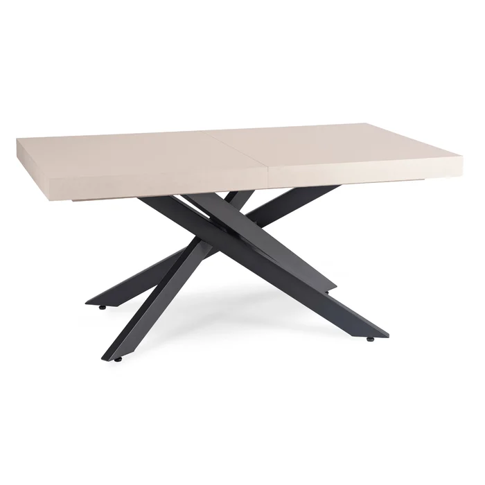 Stół Prostokątny Rozkładany HAMPTON 160-240 cm Kaszmir/Czarny do Jadalni Japandi