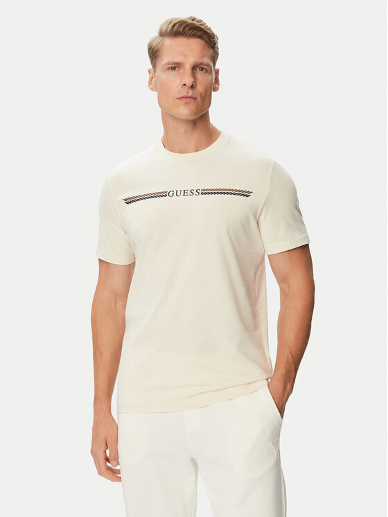 Guess T-Shirt Z6BI05 K6536 Kremowy Regular Fit