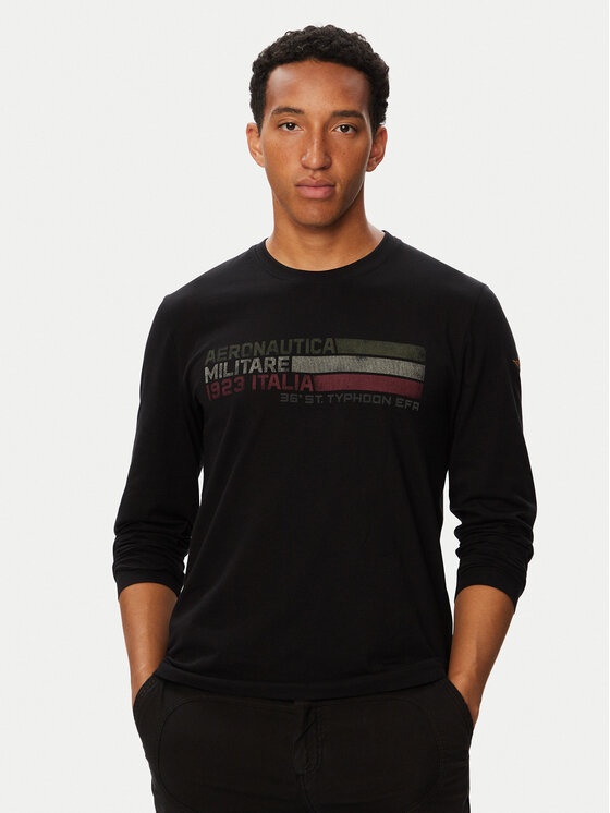 Aeronautica Militare Longsleeve 262TS2571UJ00641 Czarny Regular Fit