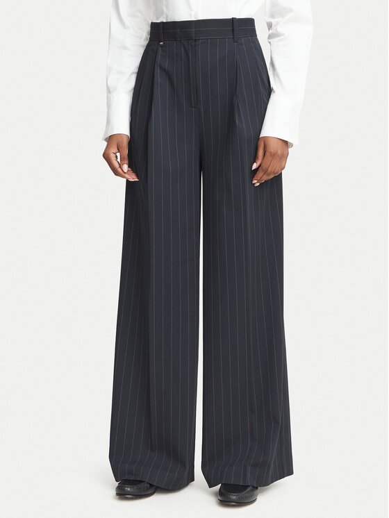 Tommy Hilfiger Spodnie materiałowe WW0WW51898 Granatowy Wide Leg
