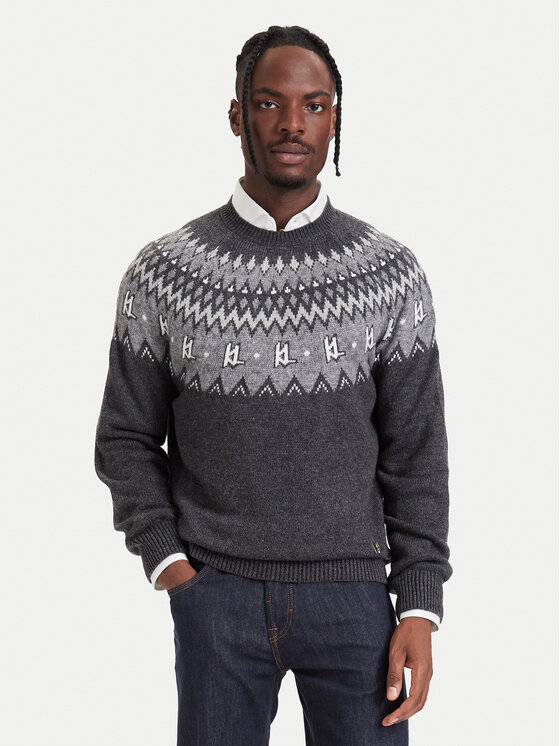 KARL LAGERFELD Sweter 655026 564308 Szary ciemny Regular Fit