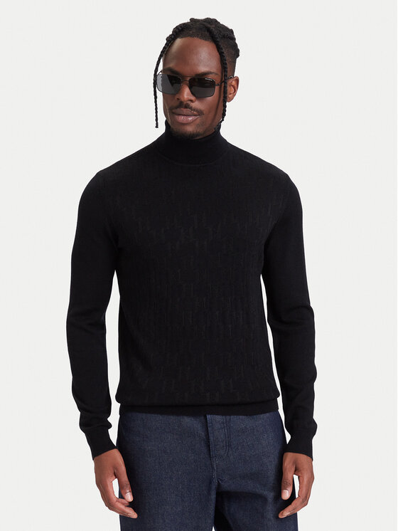 KARL LAGERFELD Golf 655012 564302 Czarny Regular Fit
