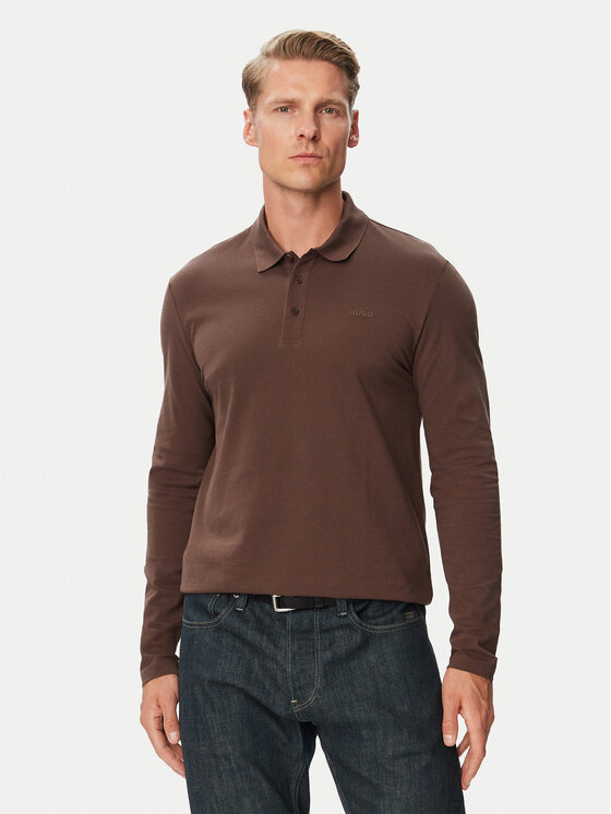 HUGO Polo Donoslong 50547358 Brązowy Regular Fit