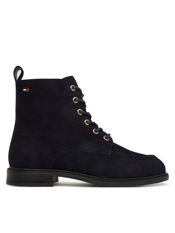 Tommy Hilfiger Trzewiki Enamel Flag Suede Lace-Up Boot FW0FW09681 Granatowy