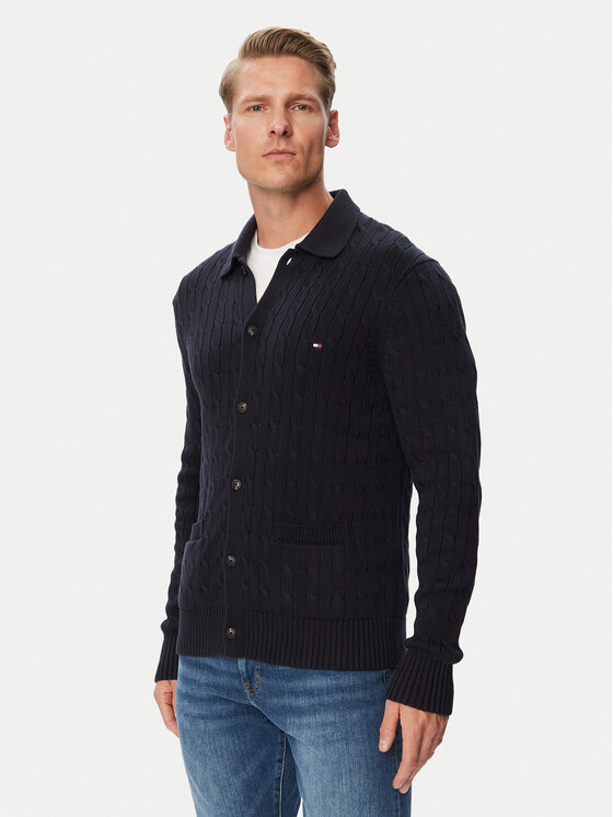 Tommy Hilfiger Kardigan MW0MW44756 Granatowy Regular Fit