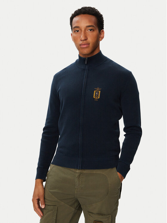 Aeronautica Militare Kardigan 262MA1669UL00463 Granatowy Regular Fit