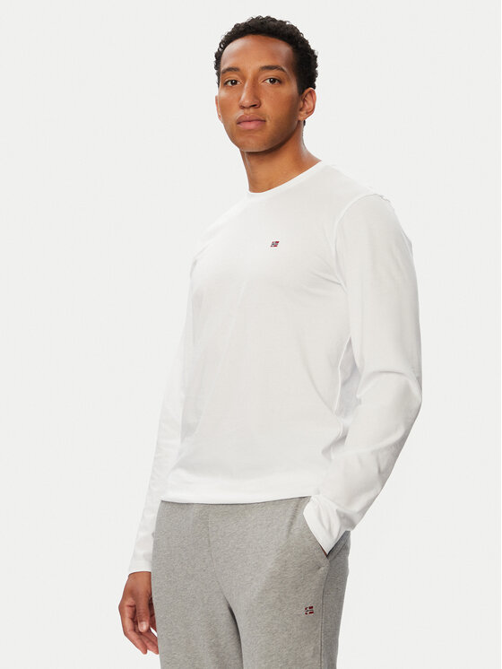 Napapijri Longsleeve Salis NP0A4HN7 Biały Regular Fit
