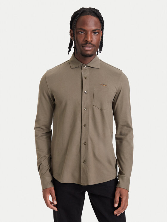 Aeronautica Militare Koszula 262CA1313UP00408 Khaki Regular Fit
