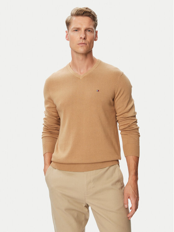 Tommy Hilfiger Sweter Pima MW0MW36519 Granatowy Regular Fit