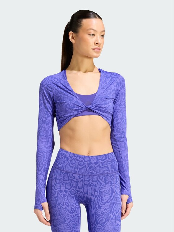 adidas Koszulka techniczna Primelift Workout Snake Twist Reversible Long Sleeve T-Shirt KT4022 Fioletowy Slim Fit