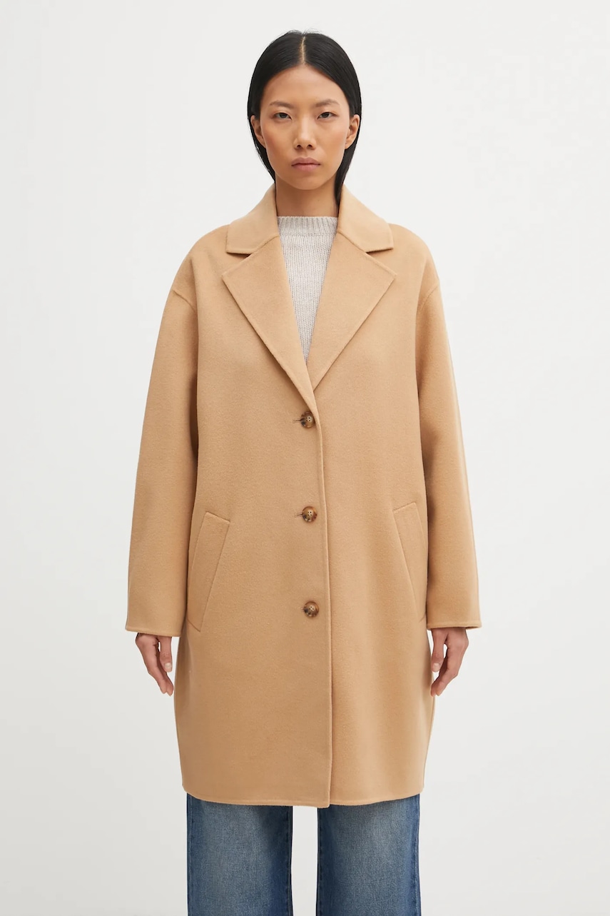 Maison Kitsuné płaszcz wełniany Doubleface