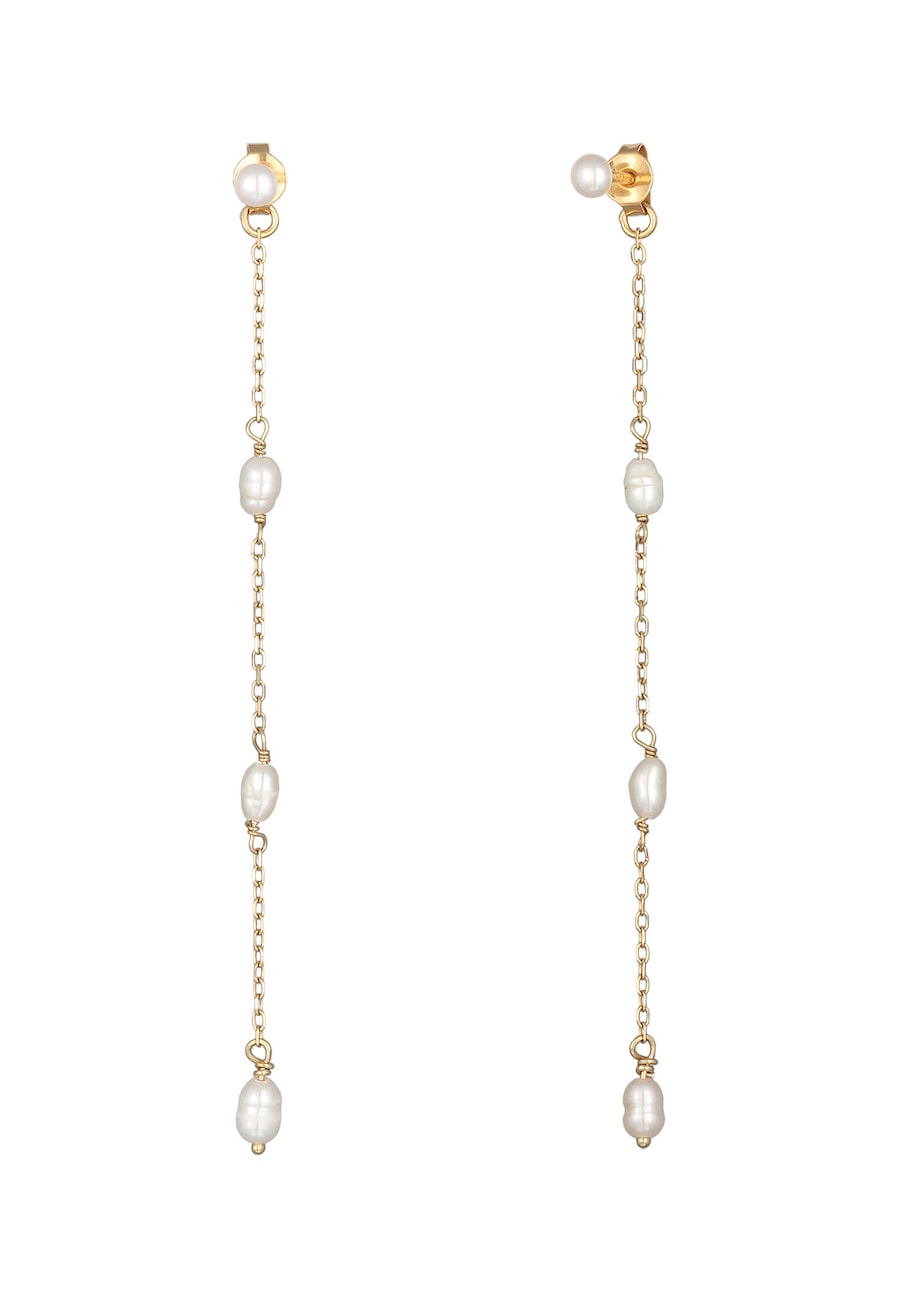 Elli PREMIUM Damskie kolczyki eleganckie z hodowlanymi perłami słodkowodnymi ze srebra próby 925 Sterling Silver Kolczyki 1 ct