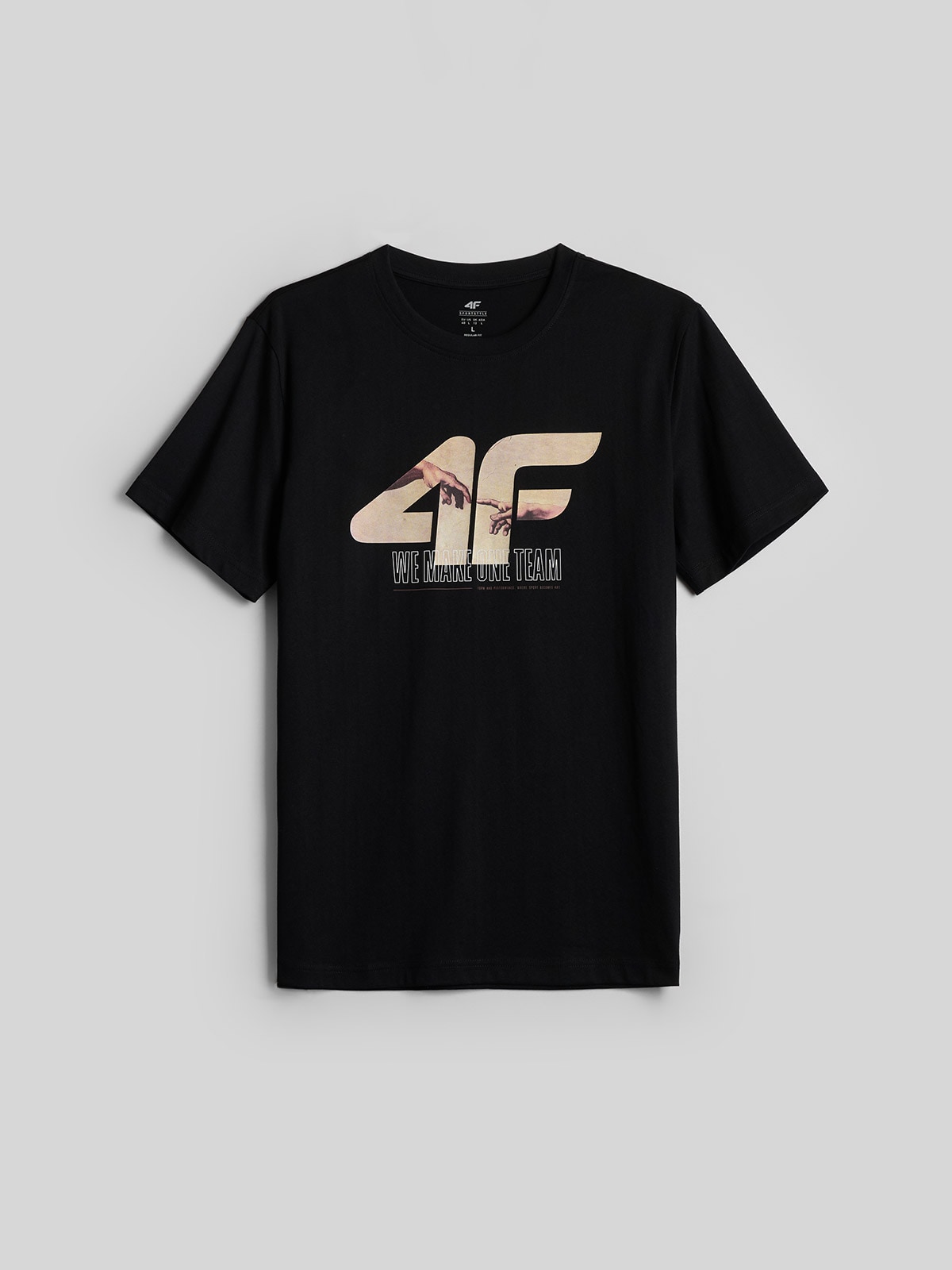 4F T-shirt regular z nadrukiem męski - czarny XXL