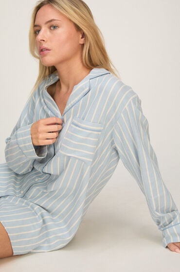 Hunkemöller Koszula Nocna w Paski Niebieski
