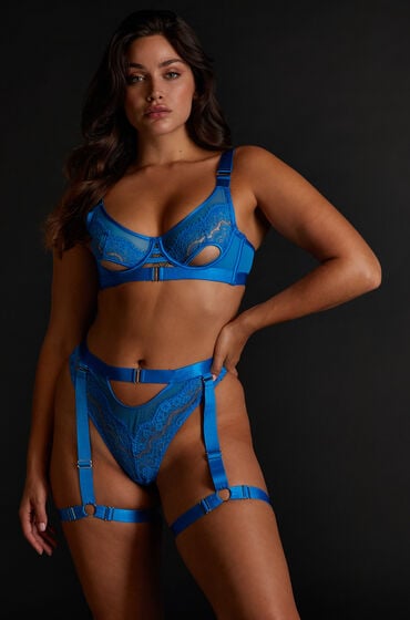 Hunkemöller Stringi z wysokim stanem Aurelia Niebieski