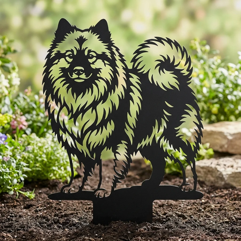 Szpic wilczy Keeshond v4 – Dekoracja Ogrodowa Metalowa