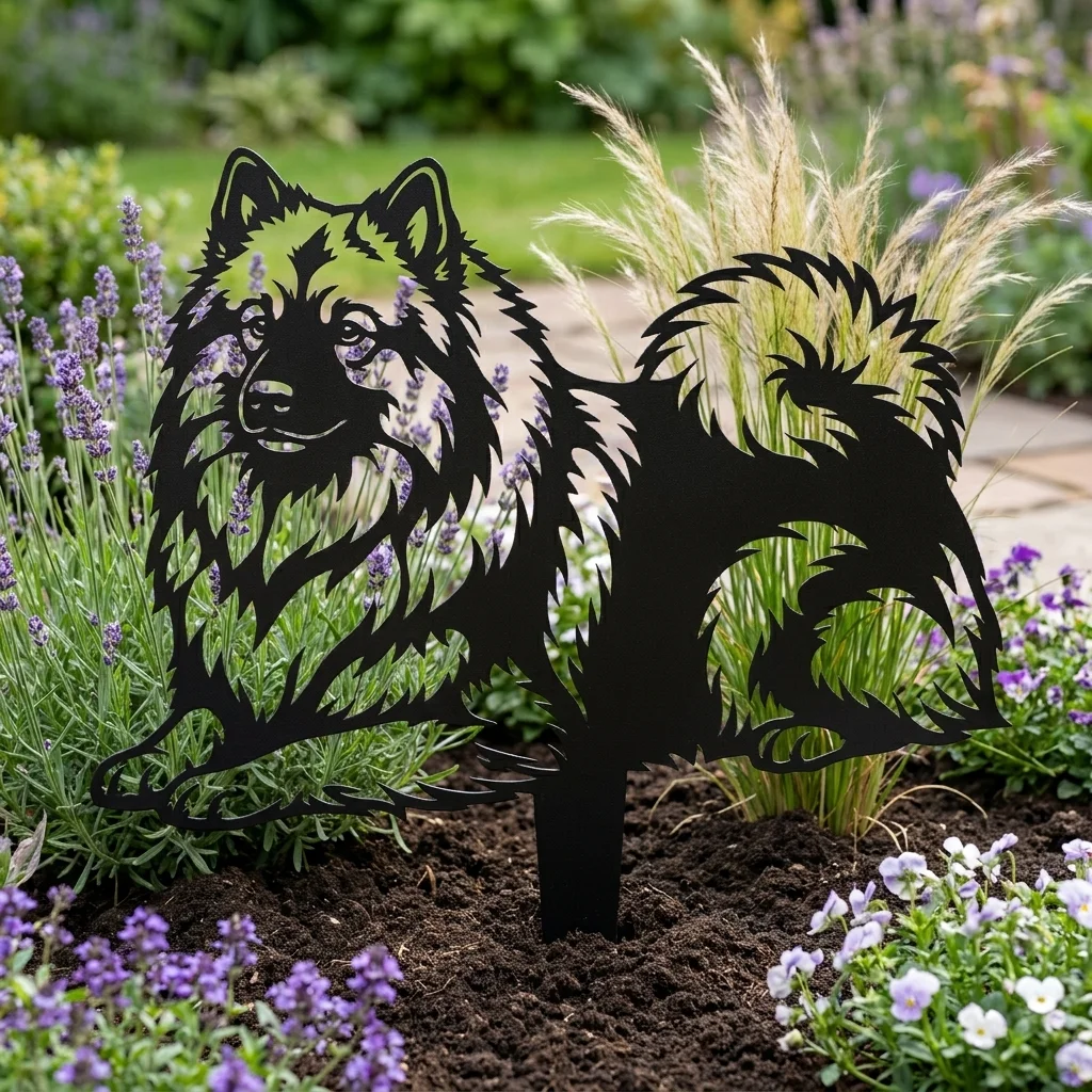 Szpic wilczy Keeshond – Dekoracja Ogrodowa Metalowa